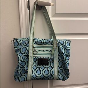 Coach Blue and Black Patterned Tote